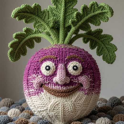 Turnip With Face — free Knitted Fruit Studies knitted art print