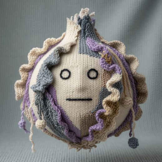 Ornate Face Pendant — free Knitted Fruit Studies knitted art print