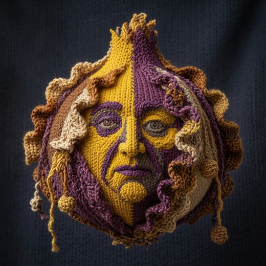 Sun Face Decorative Mask — free Knitted Fruit Studies knitted art print