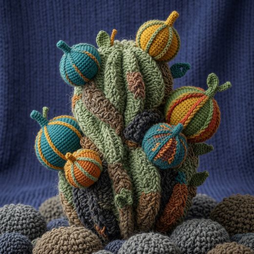 Knitted Cactus Garden — free Knitted Fruit Studies knitted art print