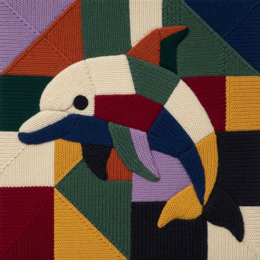Dolphin — free Geometric Art Prints knitted art print