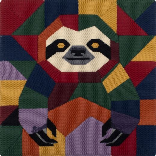 Smiling Sloth — free Geometric Art Prints knitted art print