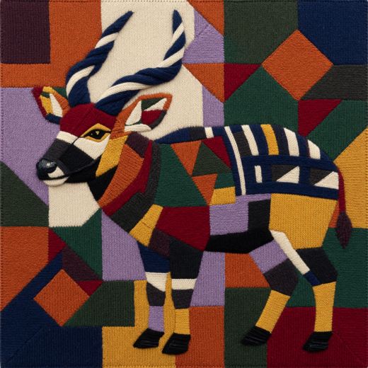 Striped Antelope — free Geometric Art Prints knitted art print