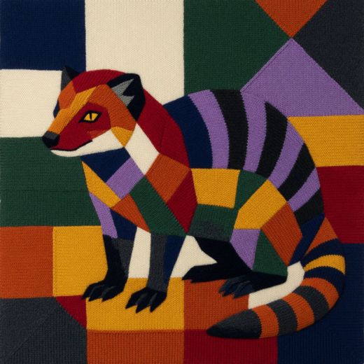 Striped Raccoon — free Geometric Art Prints knitted art print