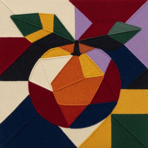 Peach With Leaf — free Geometric Art Prints knitted art print