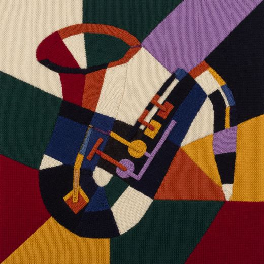 Brass Saxophone — free Geometric Art Prints knitted art print