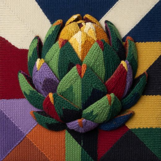 Green Artichoke — free Geometric Art Prints knitted art print