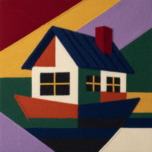 House On Boat — free Geometric Art Prints knitted art print