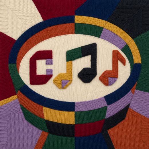 Music Note Emblem — free Geometric Art Prints knitted art print