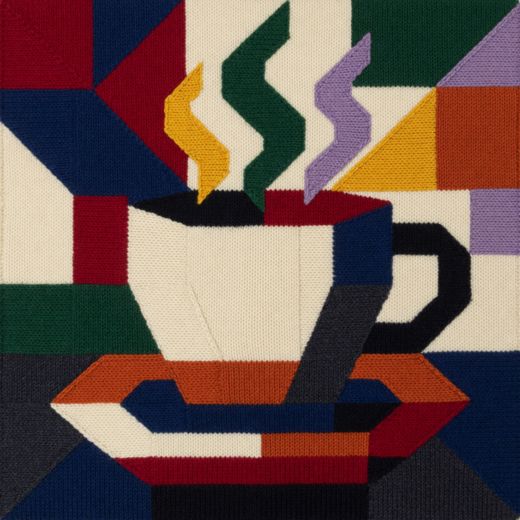 Steaming Coffee Cup — free Geometric Art Prints knitted art print