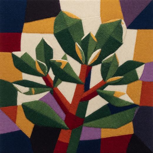 Green Leaf Sprig — free Geometric Art Prints knitted art print
