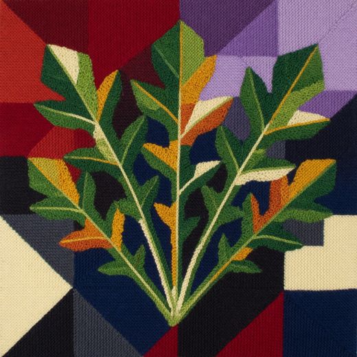 Leafy Green Branch — free Geometric Art Prints knitted art print