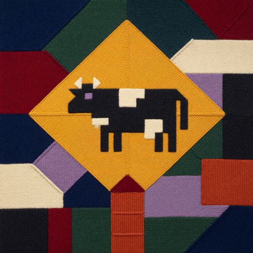 Cattle Crossing Sign — free Geometric Art Prints knitted art print