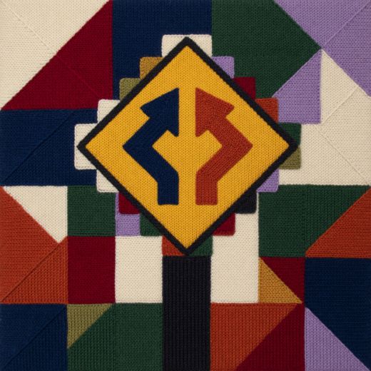 Detour Road Sign — free Geometric Art Prints knitted art print