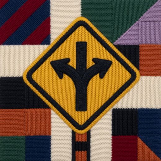 Fork In Road Sign — free Geometric Art Prints knitted art print