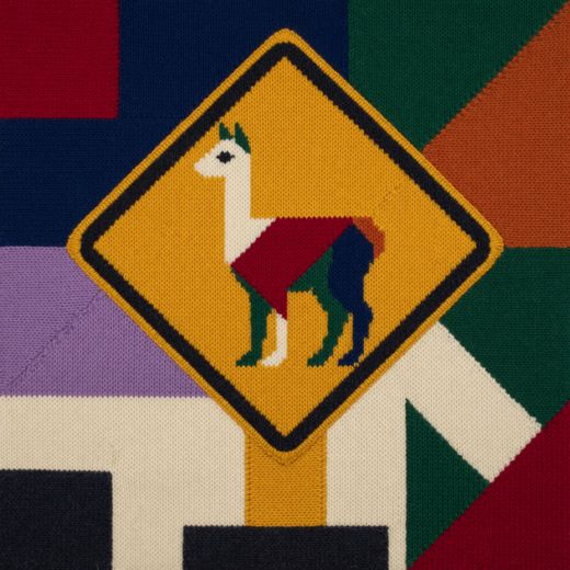 Llama Crossing Sign — free Geometric Art Prints knitted art print