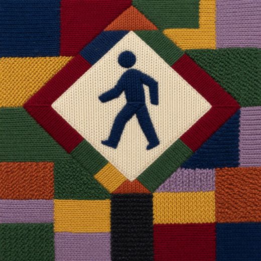Pedestrian Crossing Sign — free Geometric Art Prints knitted art print