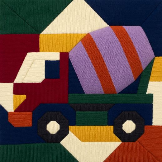 Cement Mixer Truck — free Geometric Art Prints knitted art print
