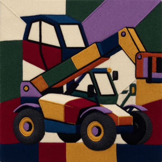 Construction Forklift — free Geometric Art Prints knitted art print