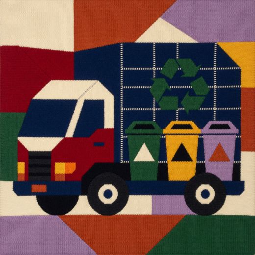 Recycling Truck — free Geometric Art Prints knitted art print