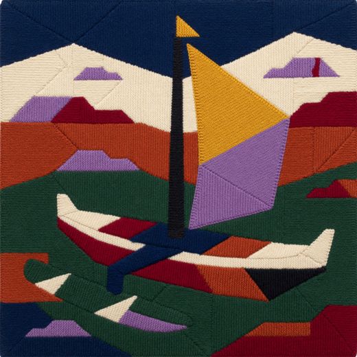 Sailboat Scene — free Geometric Art Prints knitted art print