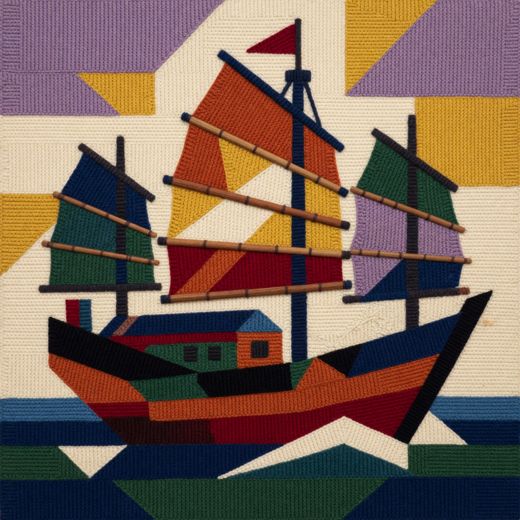 Sailing Ship — free Geometric Art Prints knitted art print