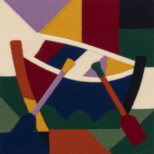 Wooden Canoe — free Geometric Art Prints knitted art print