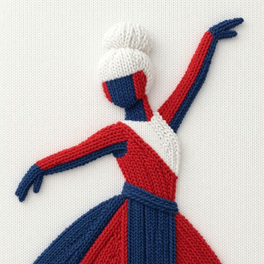 Knit Doll Dancer Figure — free Icelandic Flag Portraits knitted art print