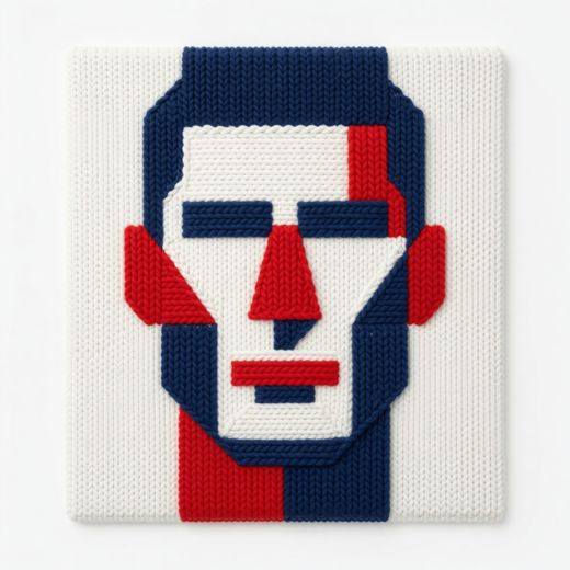 Abstract Geometric Face Bust — free Icelandic Flag Portraits knitted art print