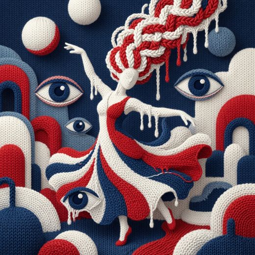Abstract Surreal Figure — free Icelandic Flag Portraits knitted art print