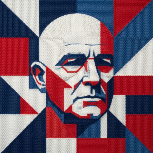 Bald Man Geometric Portrait — free Icelandic Flag Portraits knitted art print