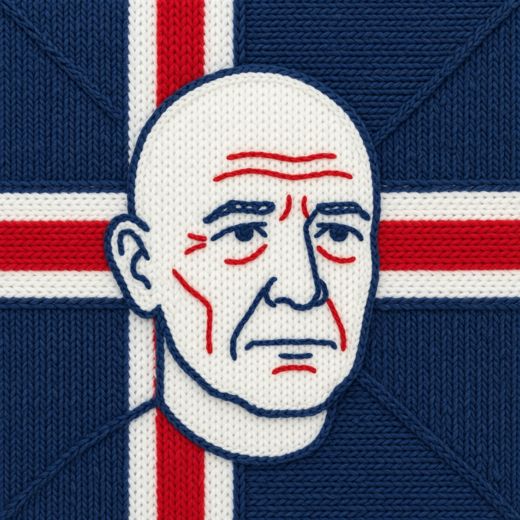 Bald Man Line Art Portrait — free Icelandic Flag Portraits knitted art print