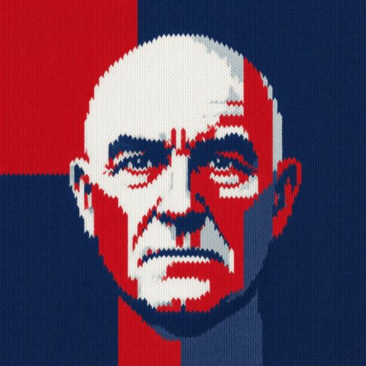 Bald Man Portrait — free Icelandic Flag Portraits knitted art print