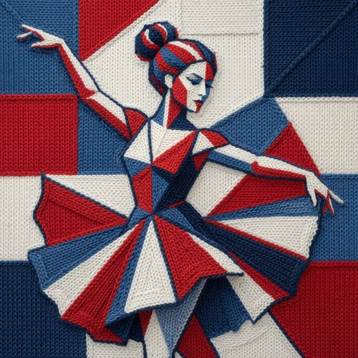 Ballerina In Flag Dress — free Icelandic Flag Portraits knitted art print