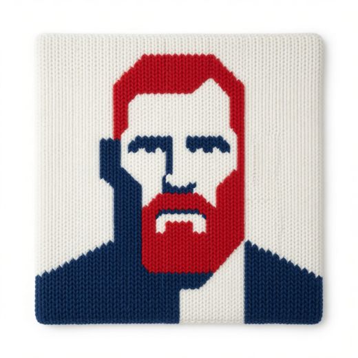 Bearded Man Minimal Sketch — free Icelandic Flag Portraits knitted art print