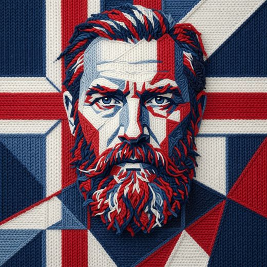 Bearded Man Portrait — free Icelandic Flag Portraits knitted art print