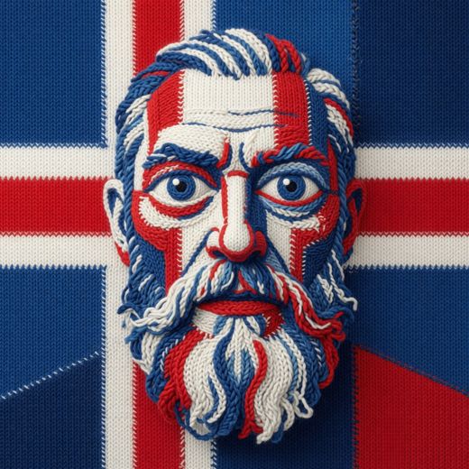 Bearded Man Portrait — free Icelandic Flag Portraits knitted art print