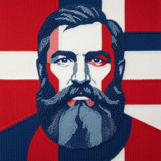 Bearded Man Portrait — free Icelandic Flag Portraits knitted art print