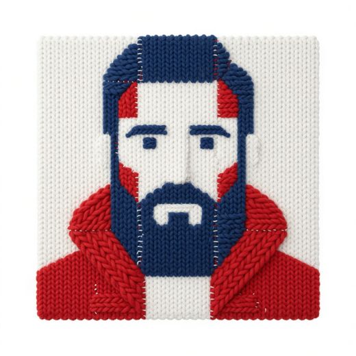 Bearded Man Portrait — free Icelandic Flag Portraits knitted art print