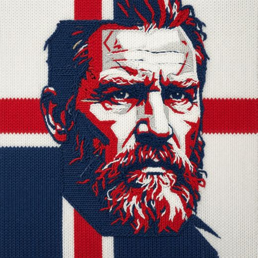 Bearded Man Sketch Portrait — free Icelandic Flag Portraits knitted art print