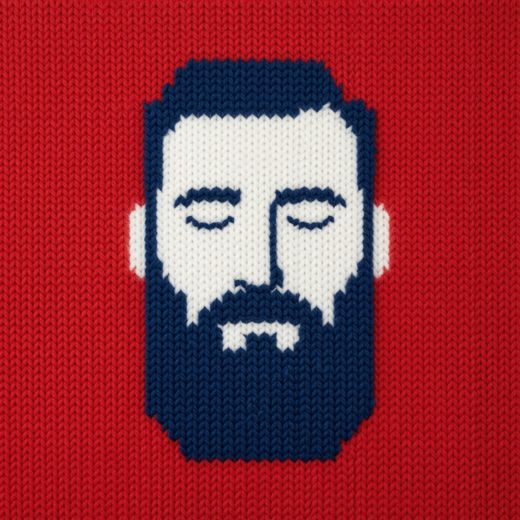 Bearded Man With Closed Eyes — free Icelandic Flag Portraits knitted art print
