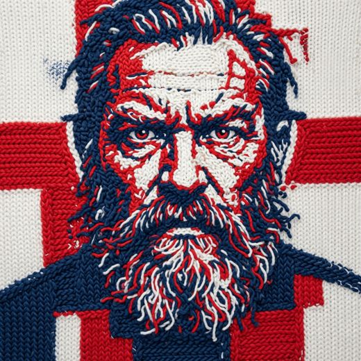 Bearded Man With Cross Pattern — free Icelandic Flag Portraits knitted art print