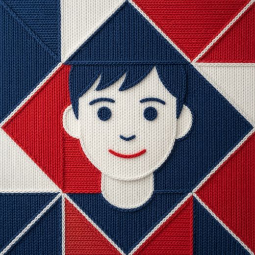 Boy Face In Diamond Frame — free Icelandic Flag Portraits knitted art print