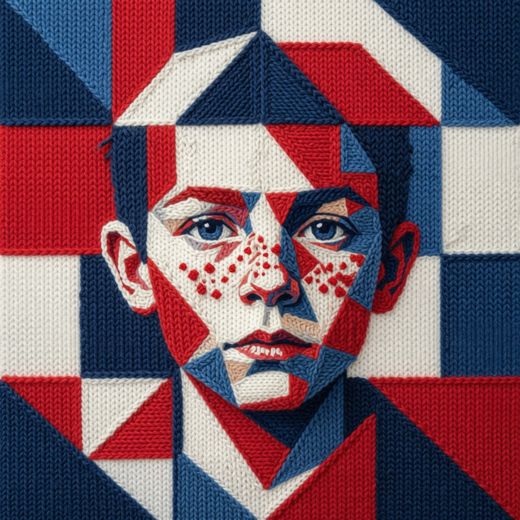 Boy With Freckles Portrait — free Icelandic Flag Portraits knitted art print