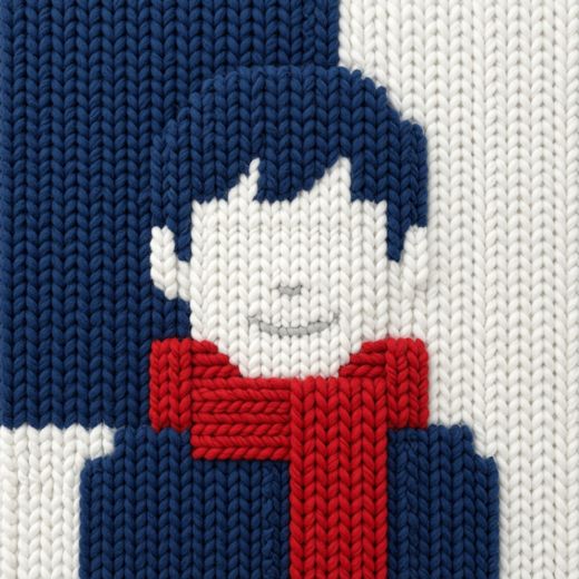 Boy With Red Scarf — free Icelandic Flag Portraits knitted art print