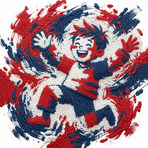 Children Playing In Flag Colors — free Icelandic Flag Portraits knitted art print