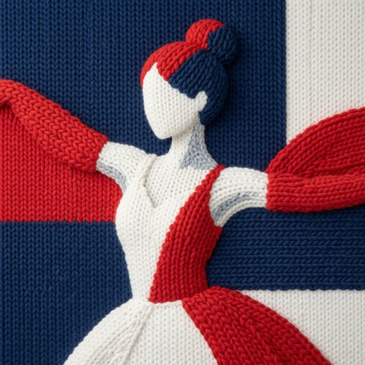 Dancer Figure Flag Colors — free Icelandic Flag Portraits knitted art print