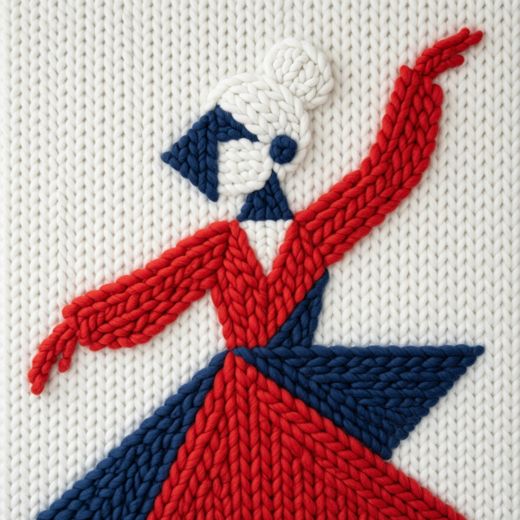 Dancer Figure In Flag Colors — free Icelandic Flag Portraits knitted art print