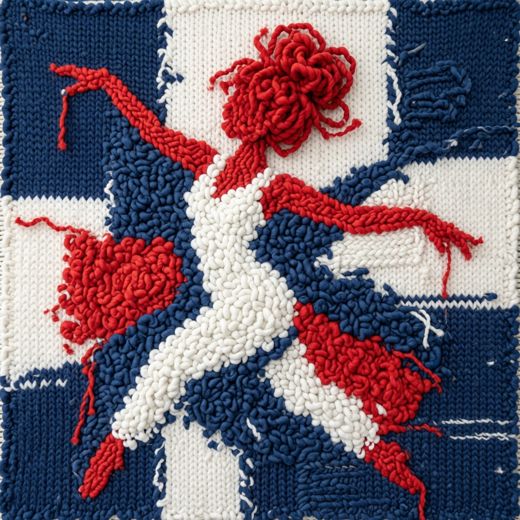 Dancer Silhouette Flag Colors — free Icelandic Flag Portraits knitted art print