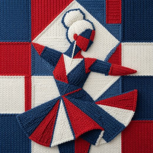 Dancing Figure In Dress — free Icelandic Flag Portraits knitted art print
